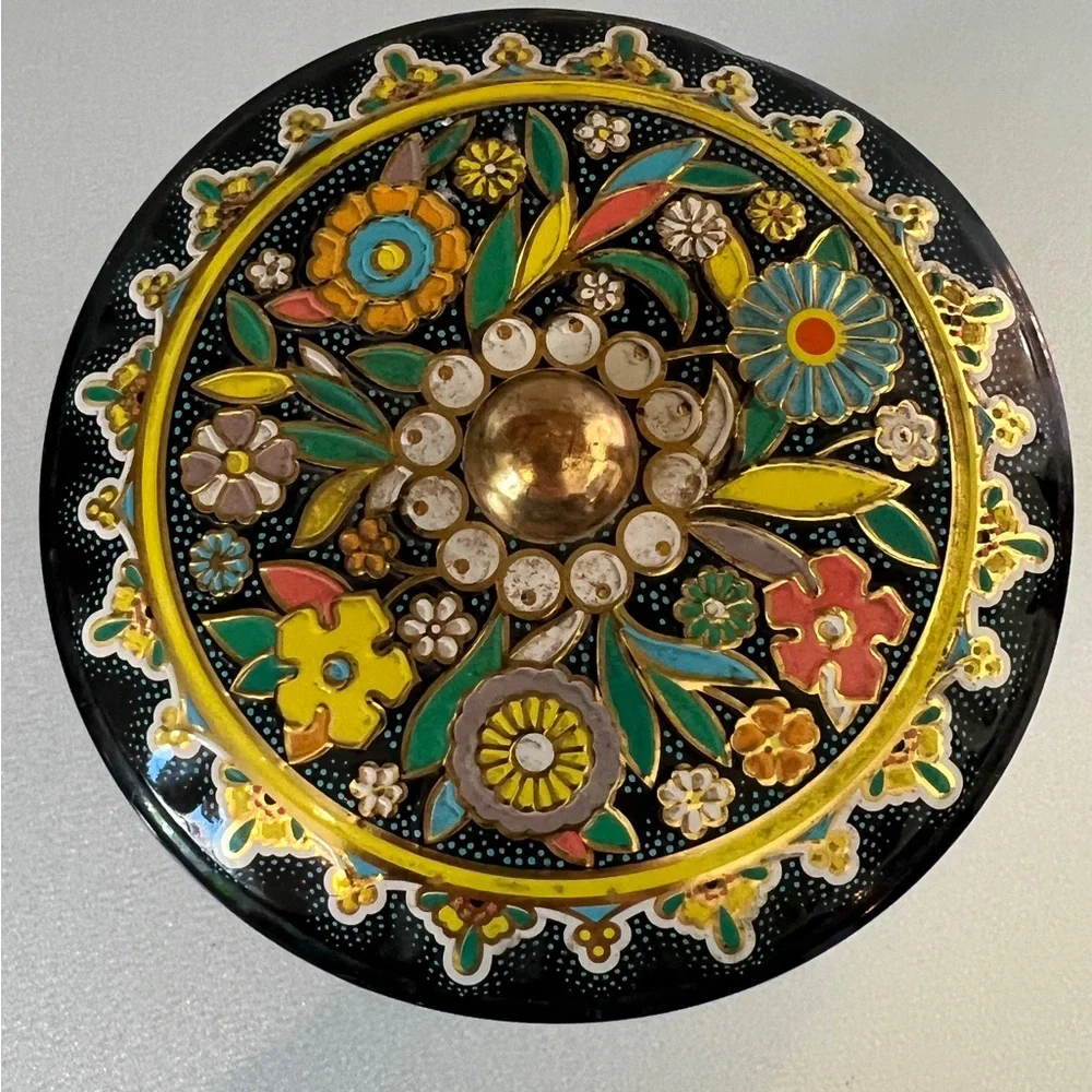 Daher floral embossed metal tin canister